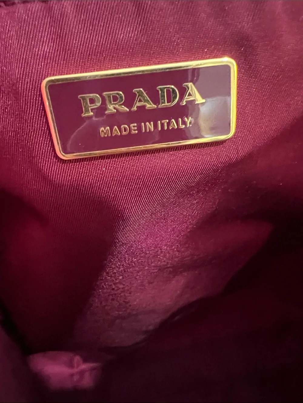 Prada Tessuto Robot Doll Tote in Barolo / Burgundy with long strap